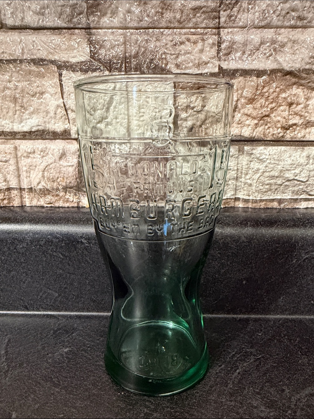 McDonald's Embossed Green Glass Cup